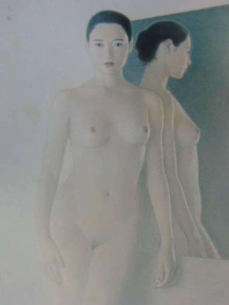 高塚省吾、【鏡】、希少画集画、新品高級額・額装付、状態良好