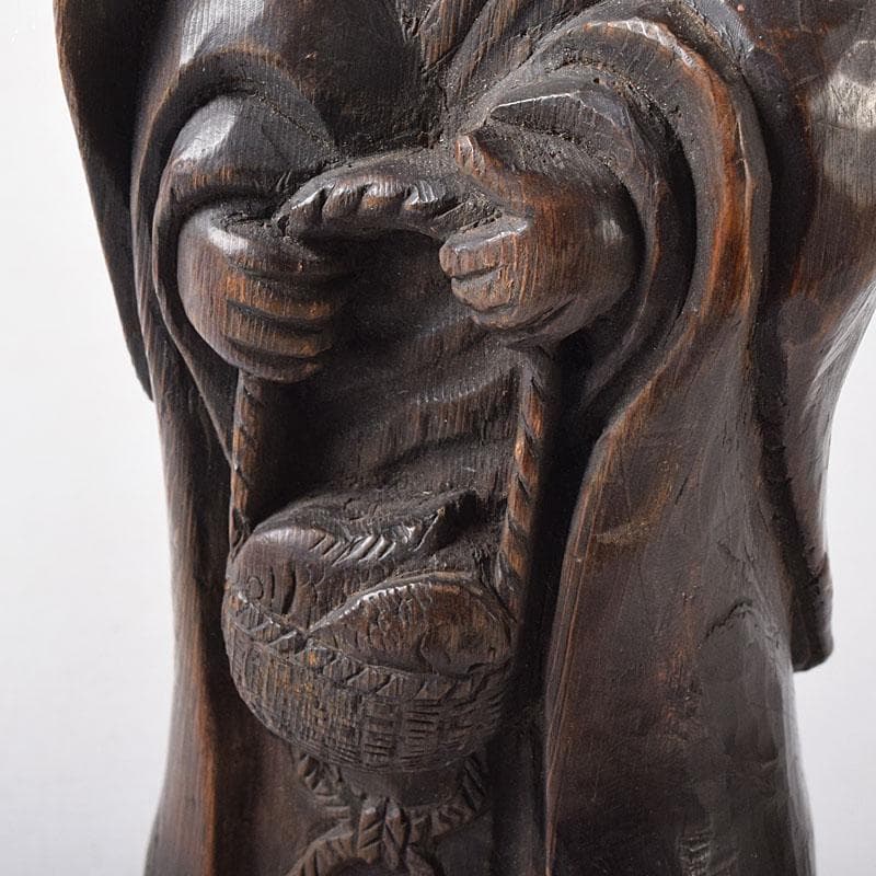 仏教美術　木彫　観音菩薩立像　仏像　在銘　正元作　置物　C　8261