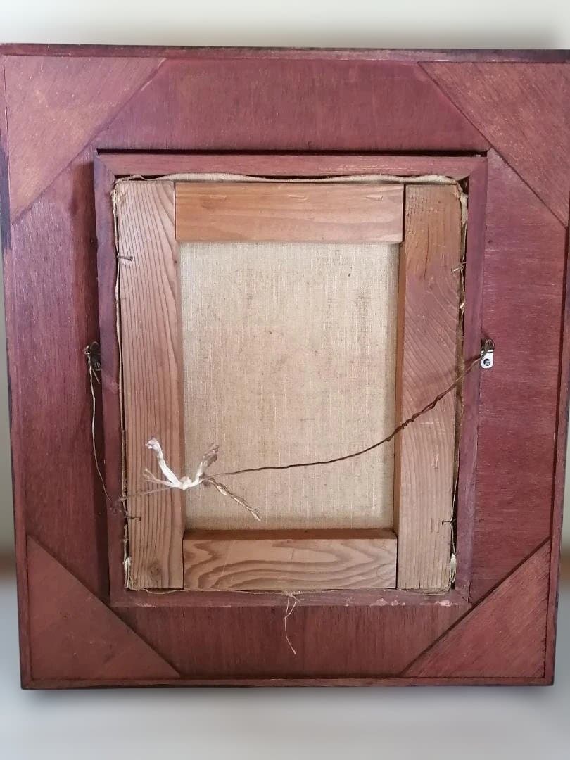 複製画「カミーユ・ピサロ　冬景色」　ヴィンテージ重厚な額付き