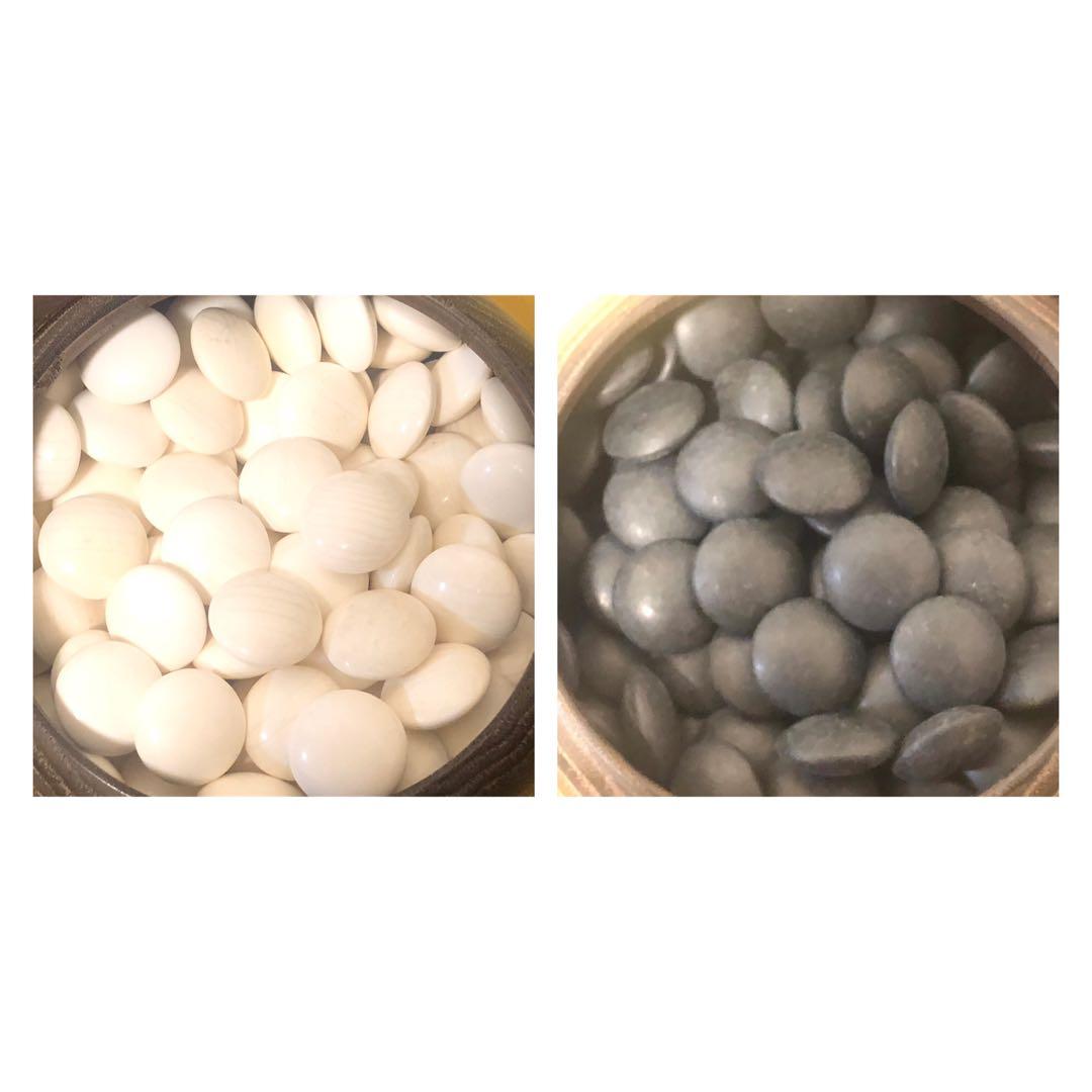 良品 銘木高級栗碁笥特大 美栄 極厚碁石セット　日向特製蛤碁石36号　那智黒石