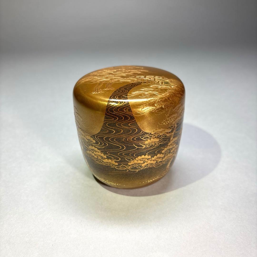 塚本一舟　住吉蒔絵金地大棗　 内梨地(共箱)