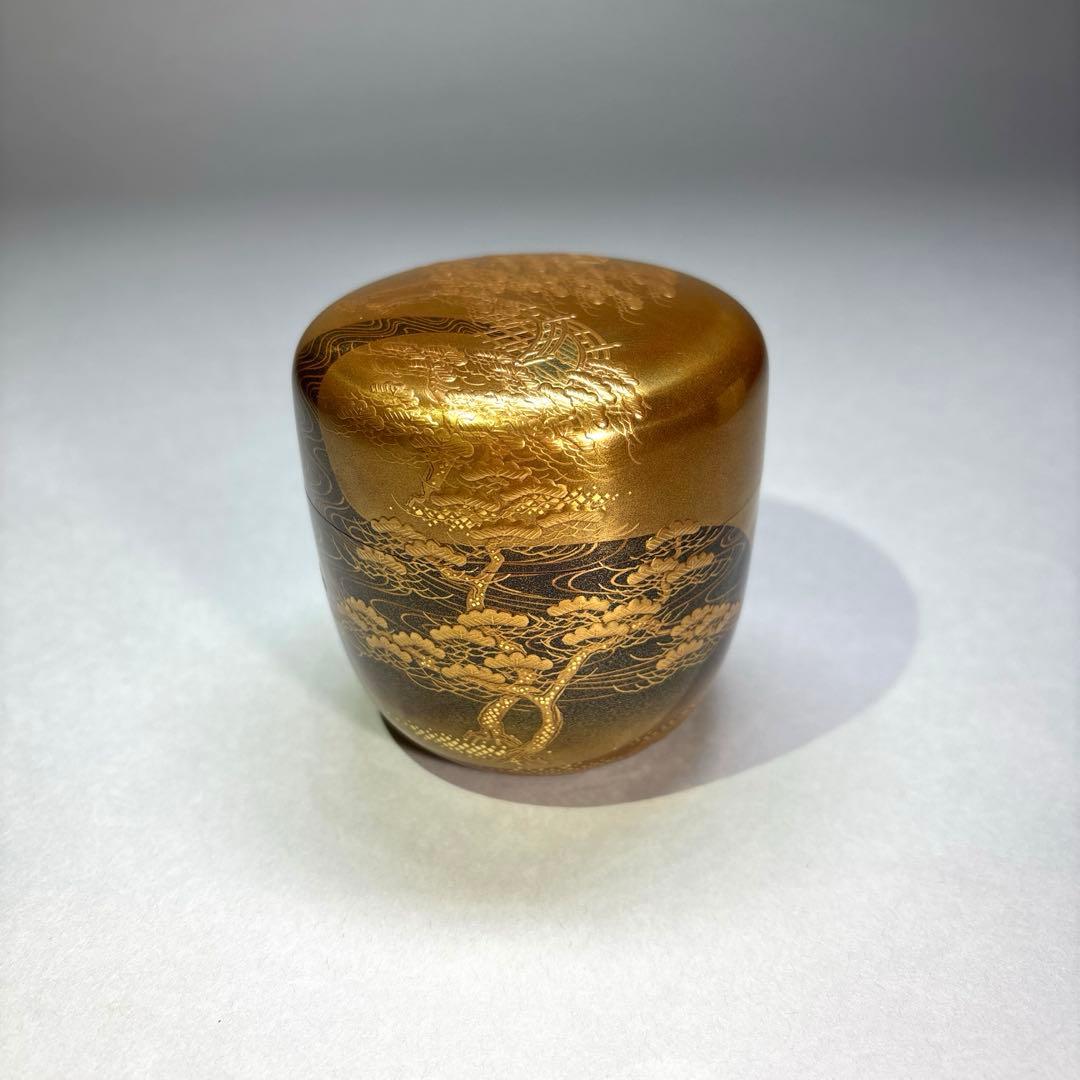 塚本一舟　住吉蒔絵金地大棗　 内梨地(共箱)