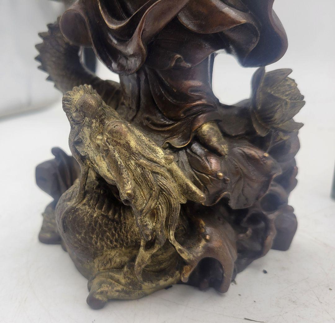 銅製　龍頭観音　仏像　観音像　金属工芸