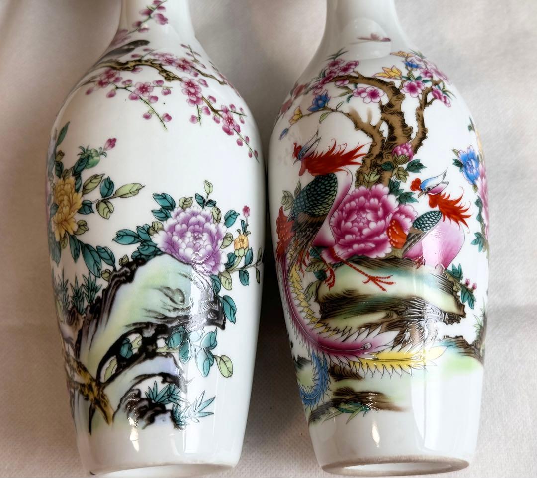 磁器 粉彩工芸 伝統的な中国のセラミック花瓶 ペア