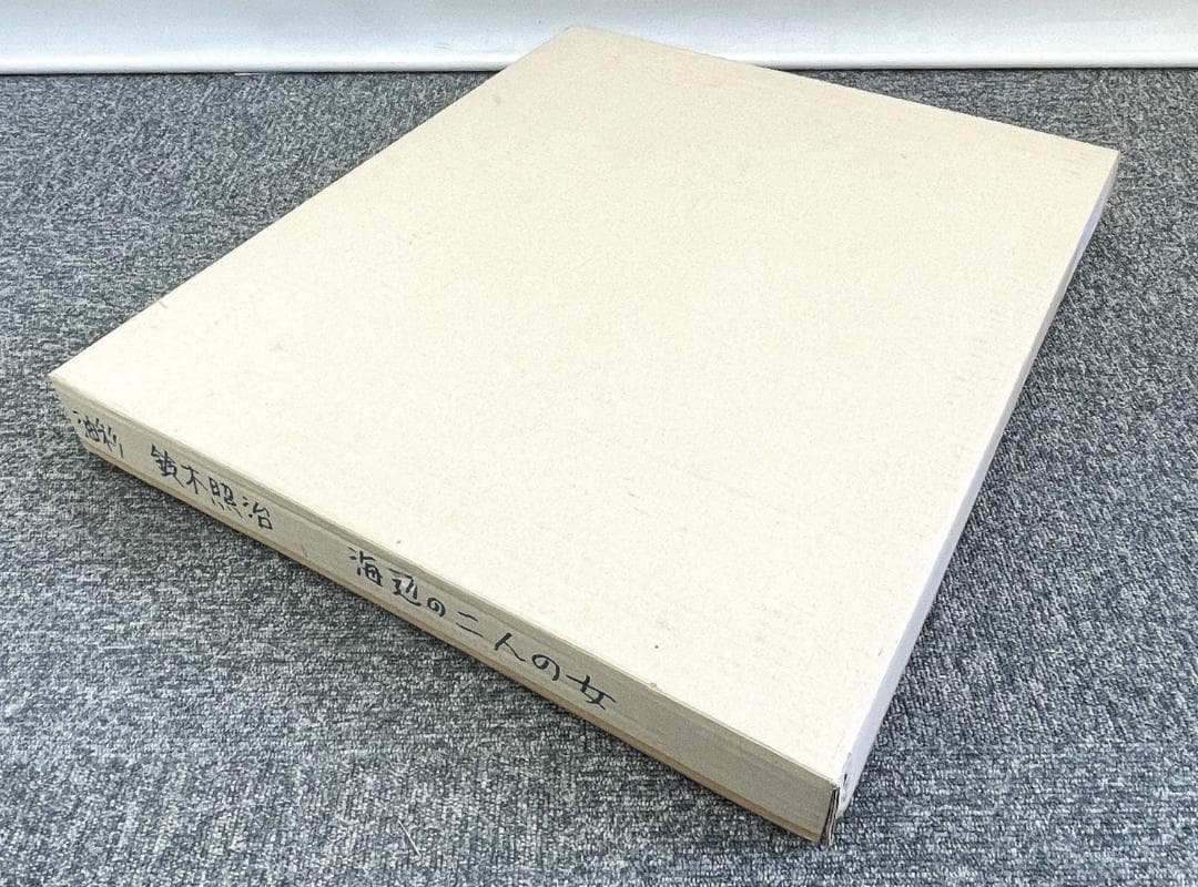 真作保証 鈴木照治『海辺のニ人の女』油彩画 6号 1991年 R8SD39