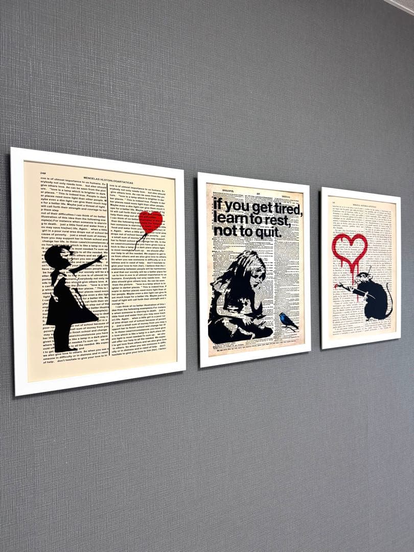 No.290フレーム付きキャンバスアート　ストリートアート　バンクシー　バスキア