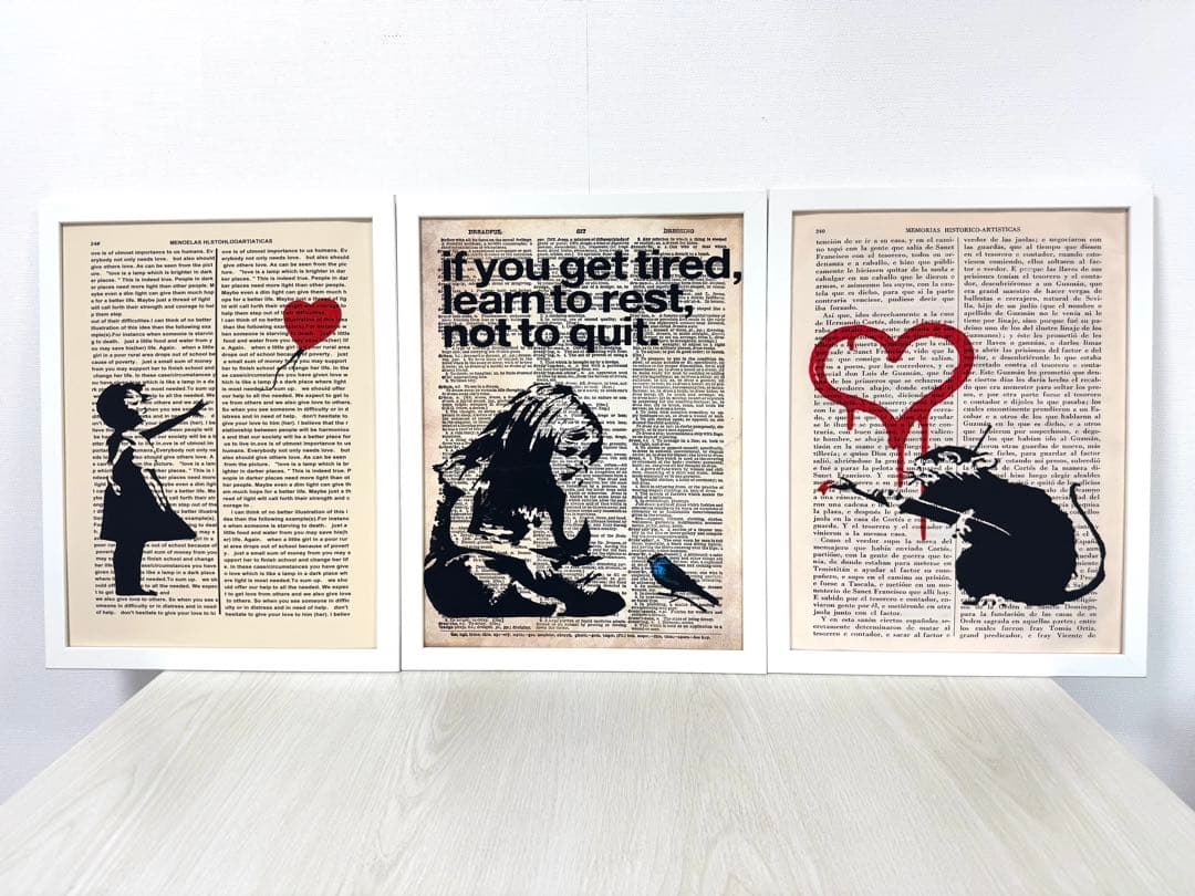 No.290フレーム付きキャンバスアート　ストリートアート　バンクシー　バスキア