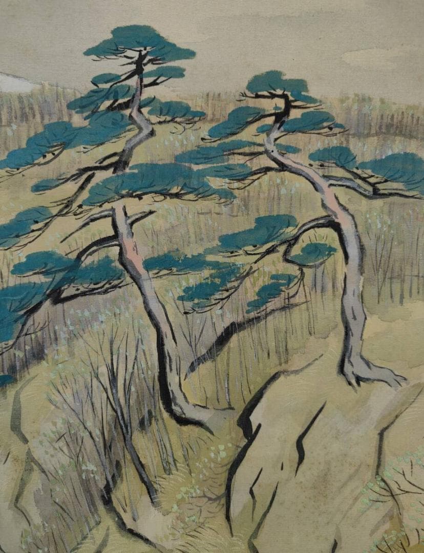 真作/藤谷雅春/春景図/山水図/布袋屋掛軸A-708