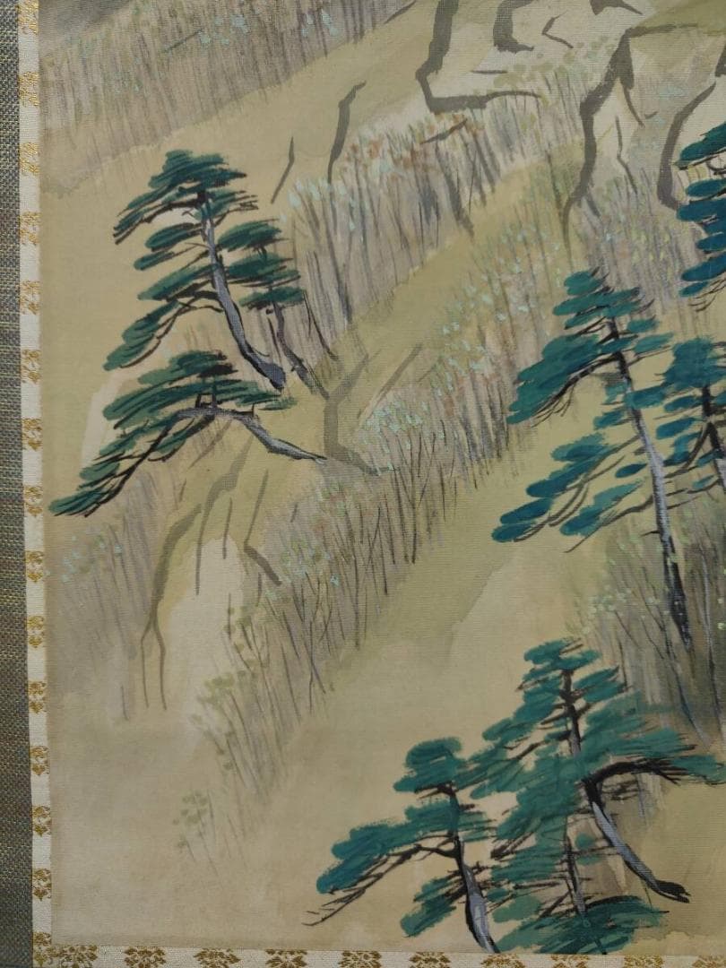 真作/藤谷雅春/春景図/山水図/布袋屋掛軸A-708