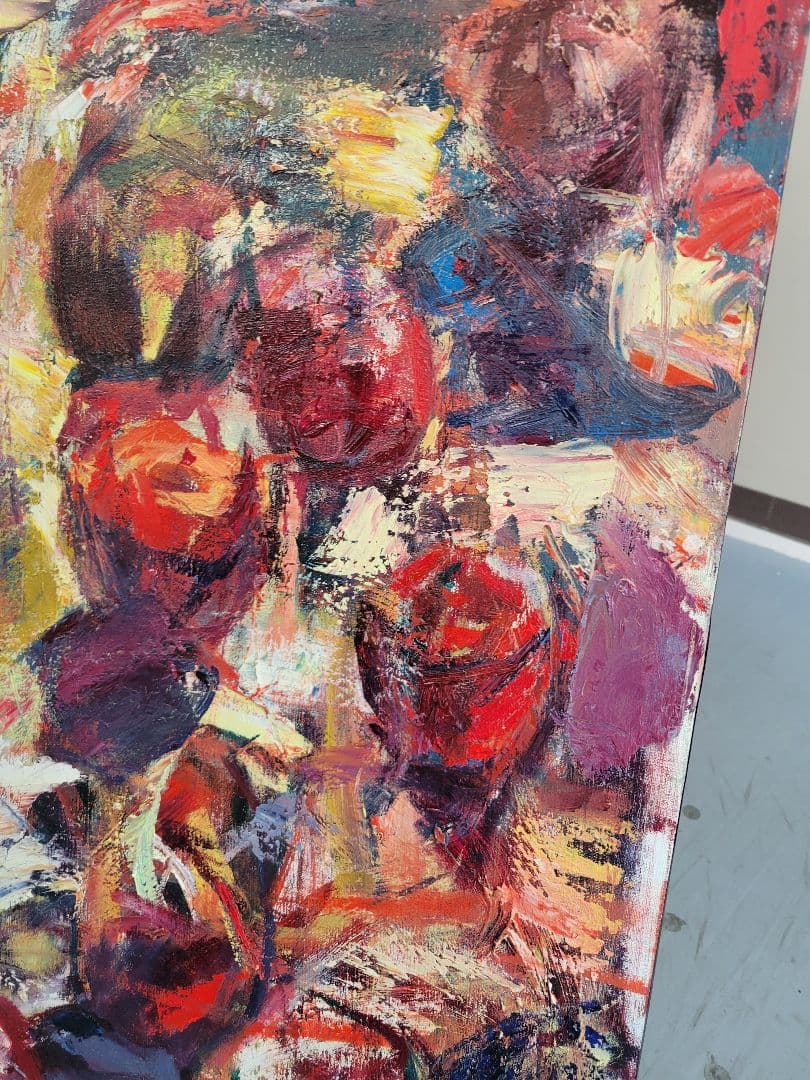 抽象油彩画 果物の静物 大きなキャンバス