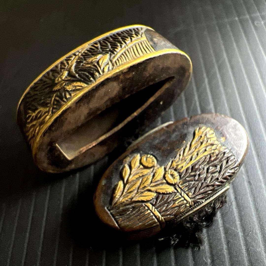 江戸時代　刀装具　金象嵌縁頭　25g 東Y7-0820ア㉞