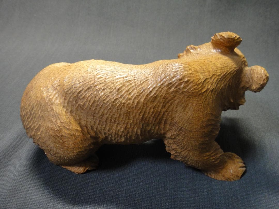 不藤清 作 怒り熊 槐 木彫り アイヌ彫刻 藤戸竹喜 に師事