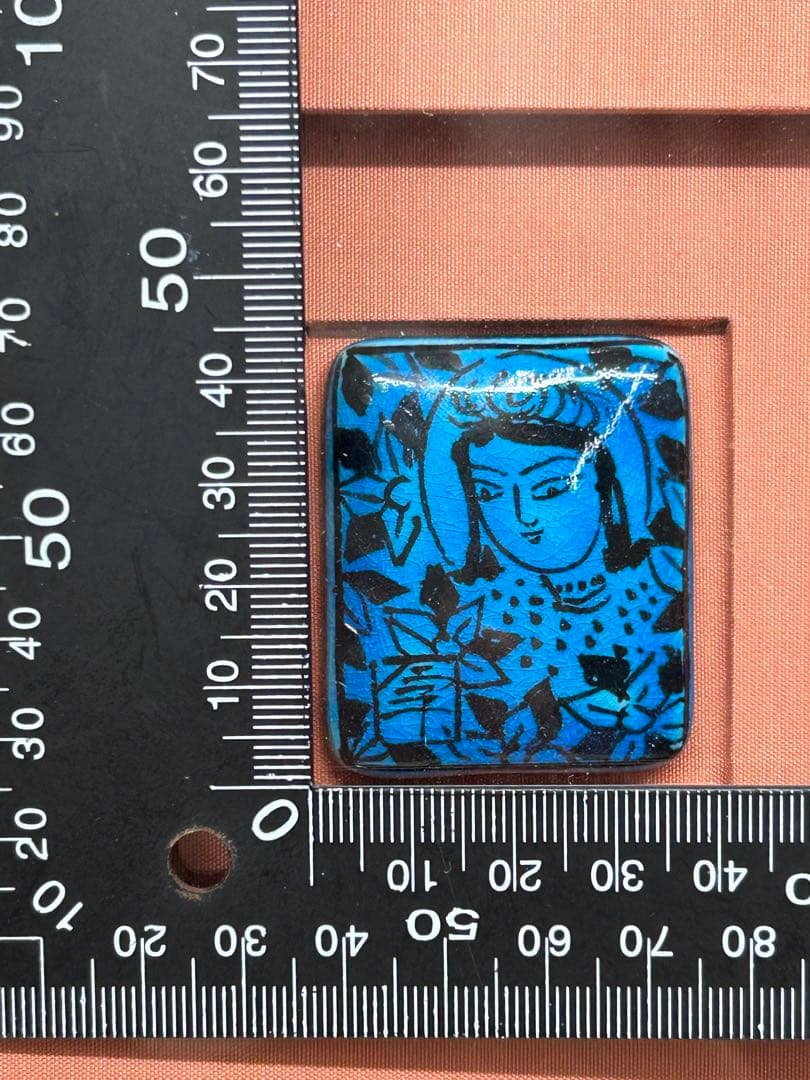 D0104）希少 人間国宝 加藤卓男 青釉胡姫文 陶板額 額装