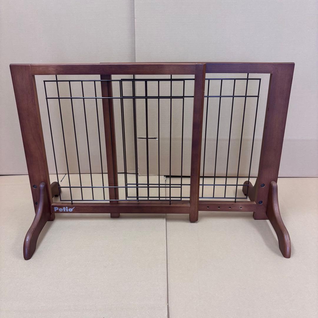 Petio 木製置くだけゲート ダークブラウン