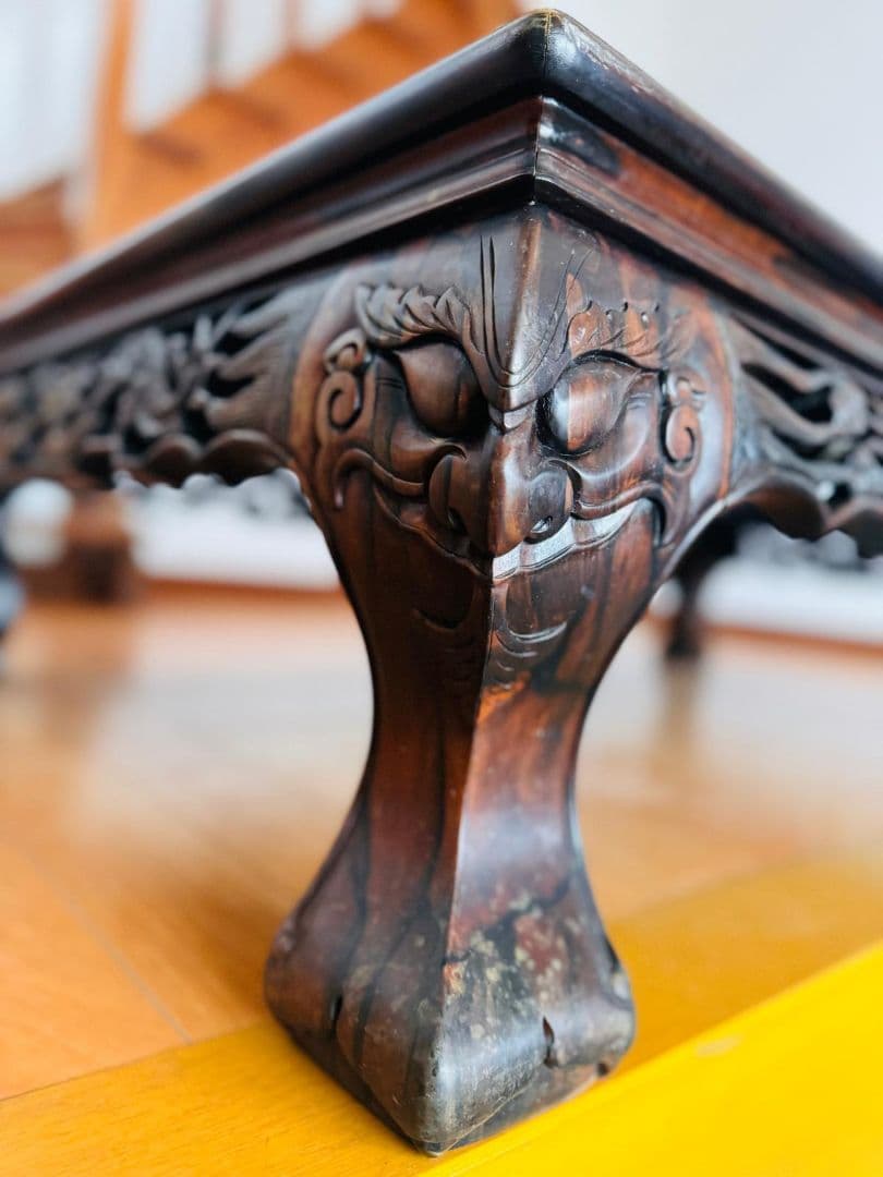 黒檀 龍の彫刻 芸術品 工芸品 テーブル 手彫り 高級品