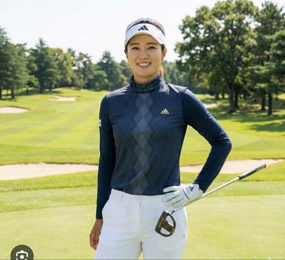 新品✨アディダスゴルフ　上下　タートルネックシャツ　中綿スカート　ネイビー　 L