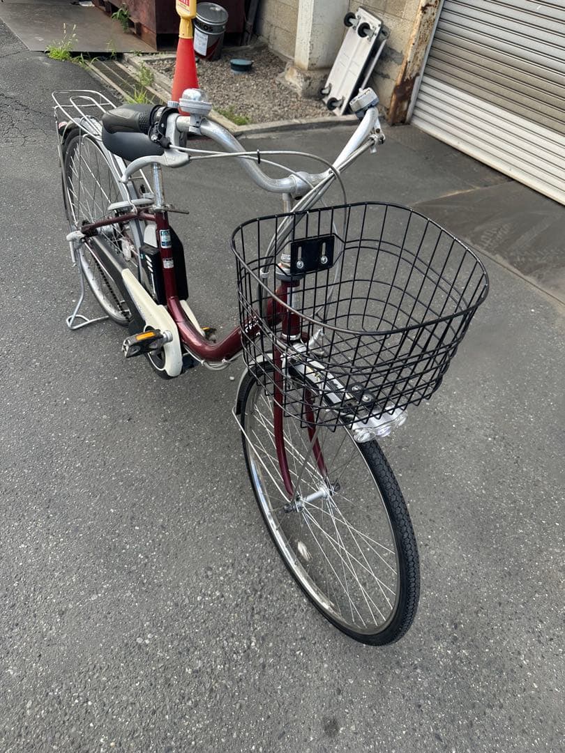 電動アシスト自転車 ワインレッド 26インチ