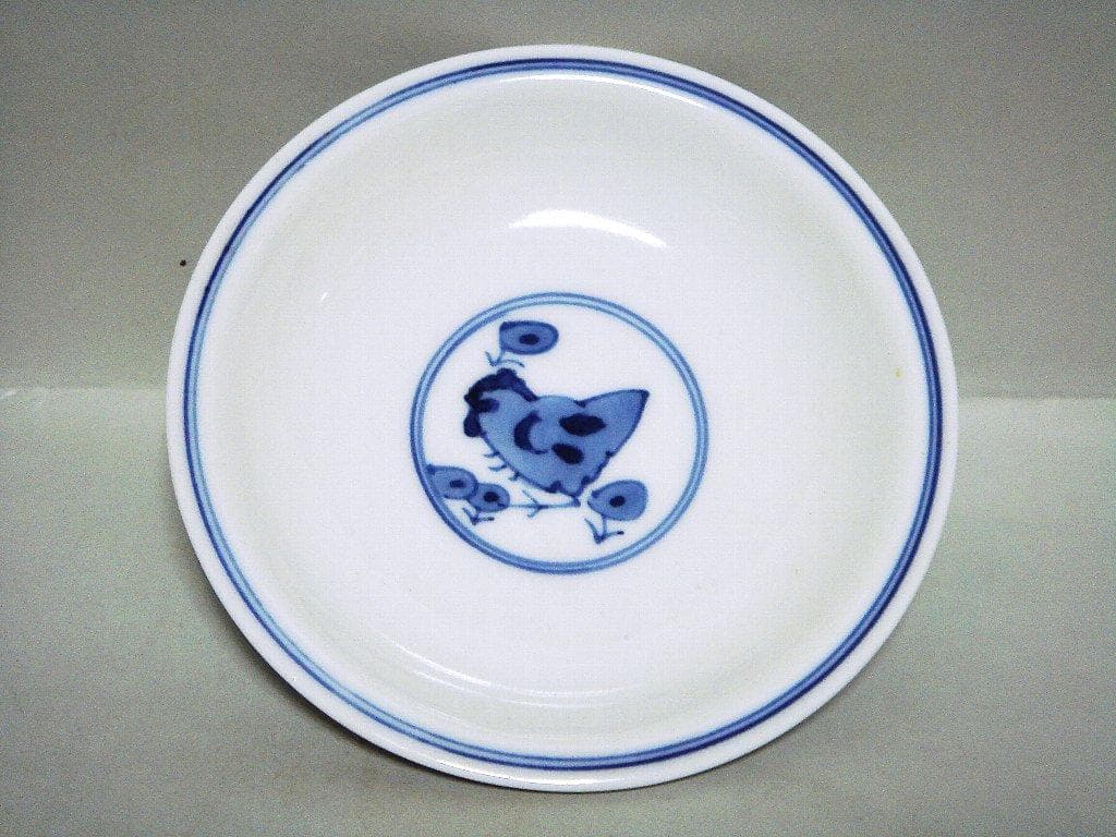 929『染付 鶏 蓋茶碗』　/骨董品 古美術 アンティーク 古玩