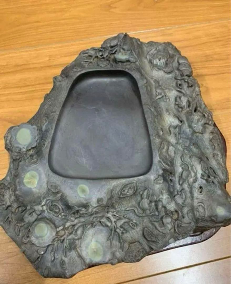 中国・書道具/名石 清時代文房四宝端渓硯/魚脳凍・天青色、赤紫色咽脂暈Y106