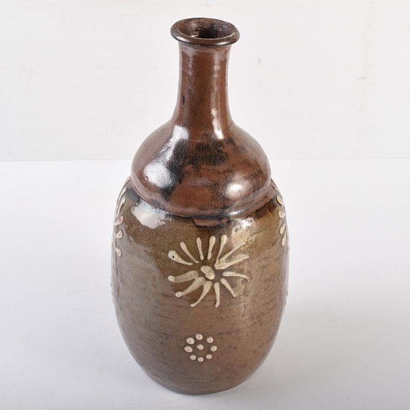 桂又三郎極め　江戸中期　古丹波　白釉花文徳利　V　R7664B