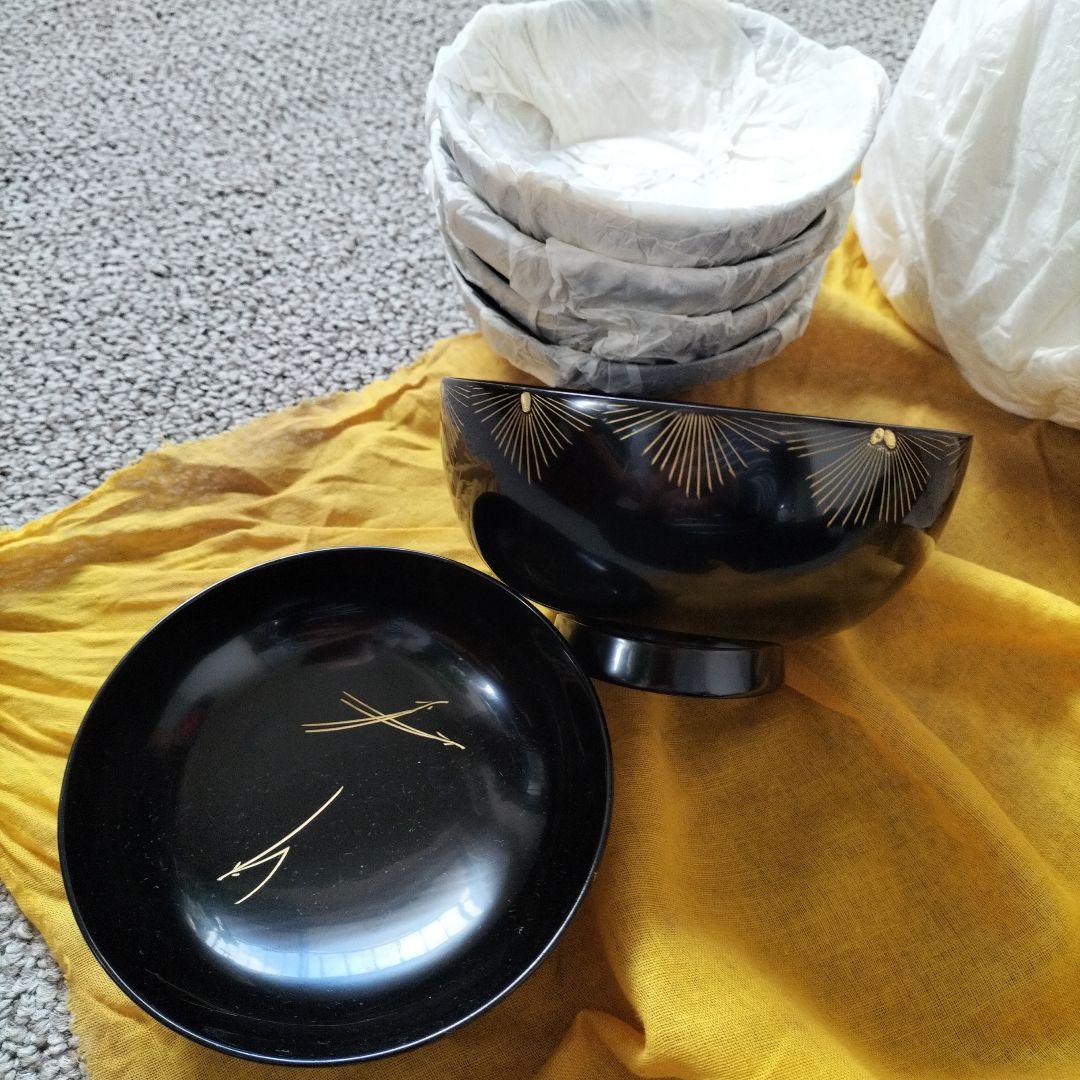 年代物輪島塗お吸い物５客揃い無傷未使用品