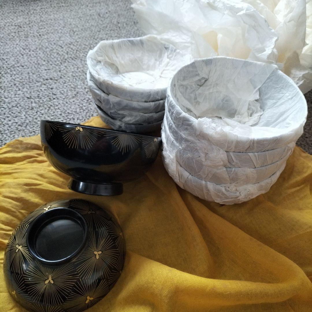 年代物輪島塗お吸い物５客揃い無傷未使用品