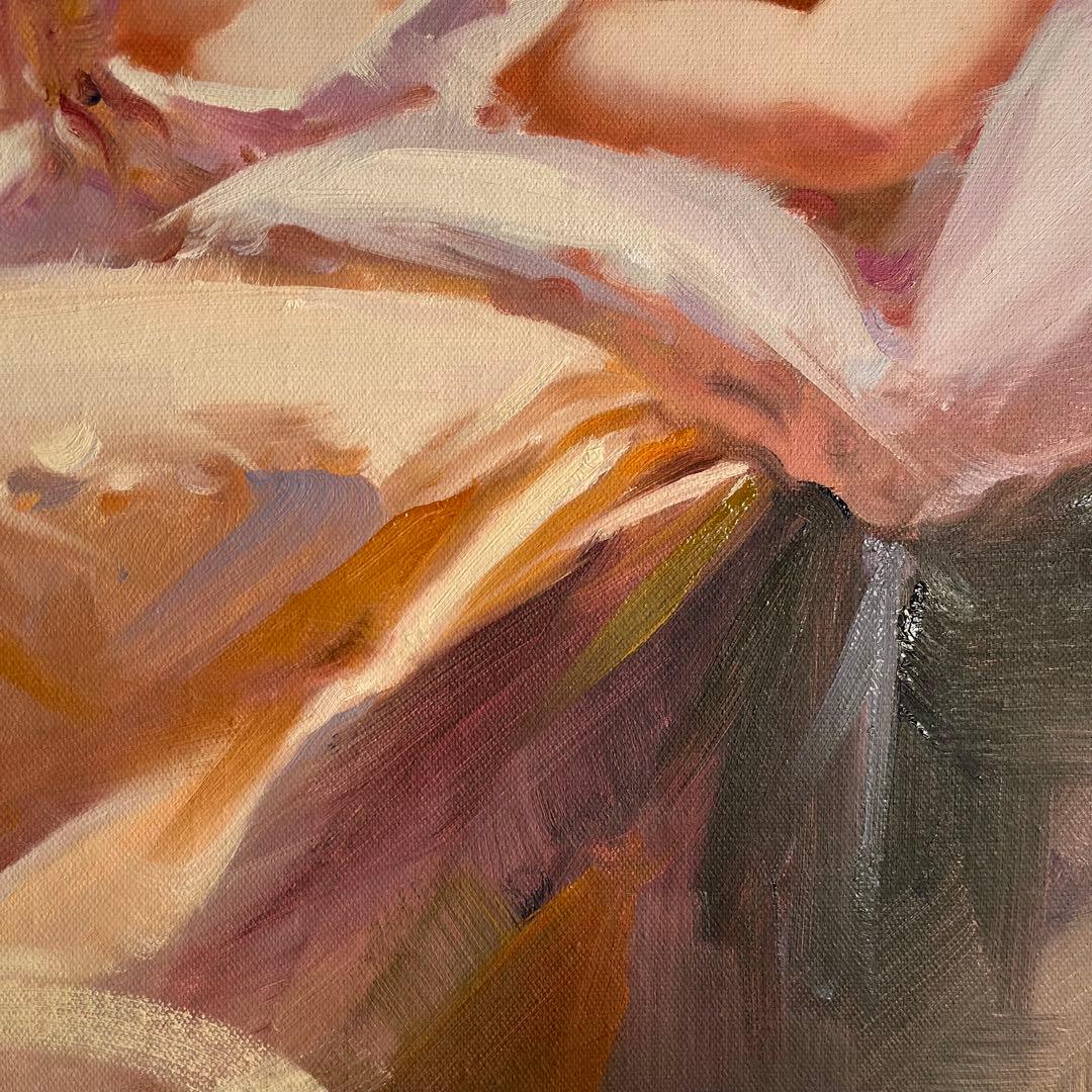 ★秀作★ 手書き油絵 美人画 眠りの中 肉筆絵画 インテリア 油彩画