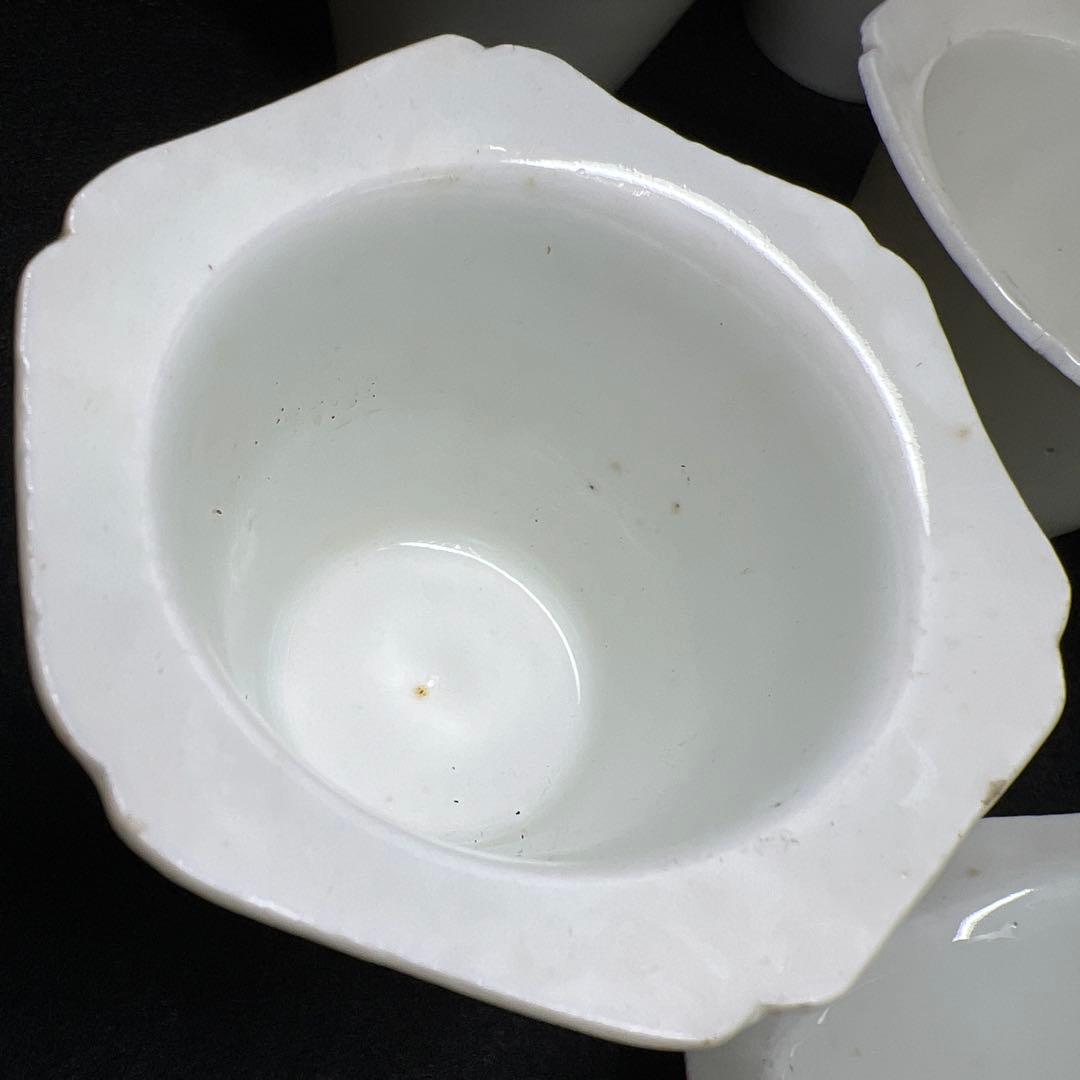 江戸初期~中期　柿右衛門白磁輪花猪口8客　状態良　木箱付　東Y8-0114☆2F