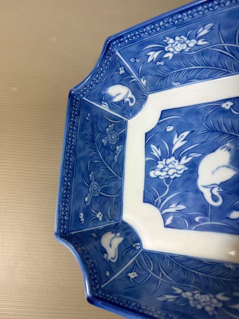 2273 深川製磁 オールド　白鷺 変形 深鉢　未使用