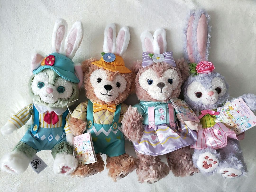 上海ディズニー　ダッフィー　イースターぬいぐるみ4点セット