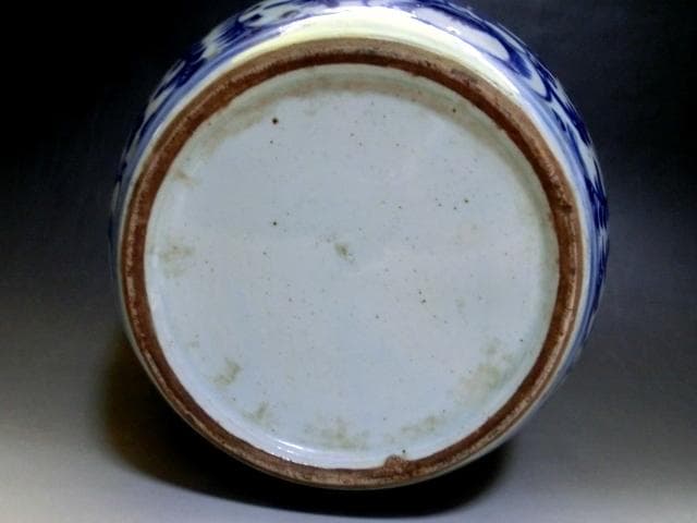 壷■染付花唐草丸花瓶 古い花器 古玩 唐物 中国 置物 古美術 時代物 骨董品■