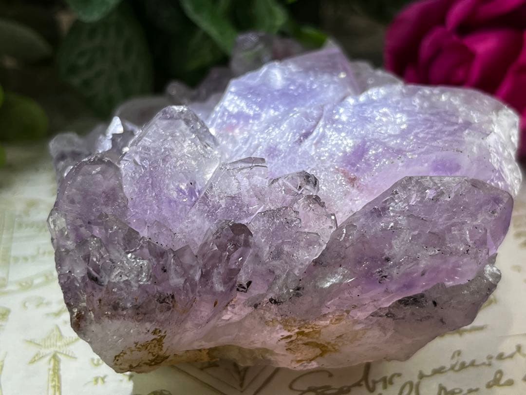 エッチドクォーツ　涅槃水晶　アメジスト　クラスター　原石　蝕像　紫水晶