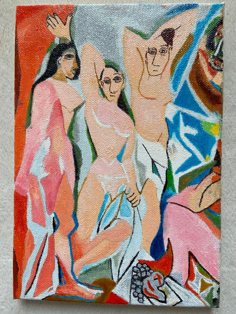 ピカソ　肉筆手描きの油絵模写画　アビニョンの娘たち