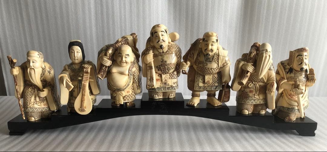 七福神 細密彫刻 時代物 縁起物 開運 置物 商売繁盛 彫刻