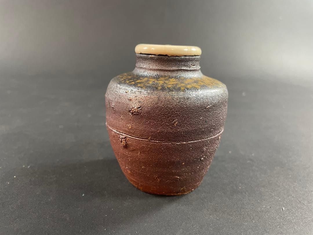 15 最終値下げ　原田陶月 備前 共箱 共布 茶入 仕服