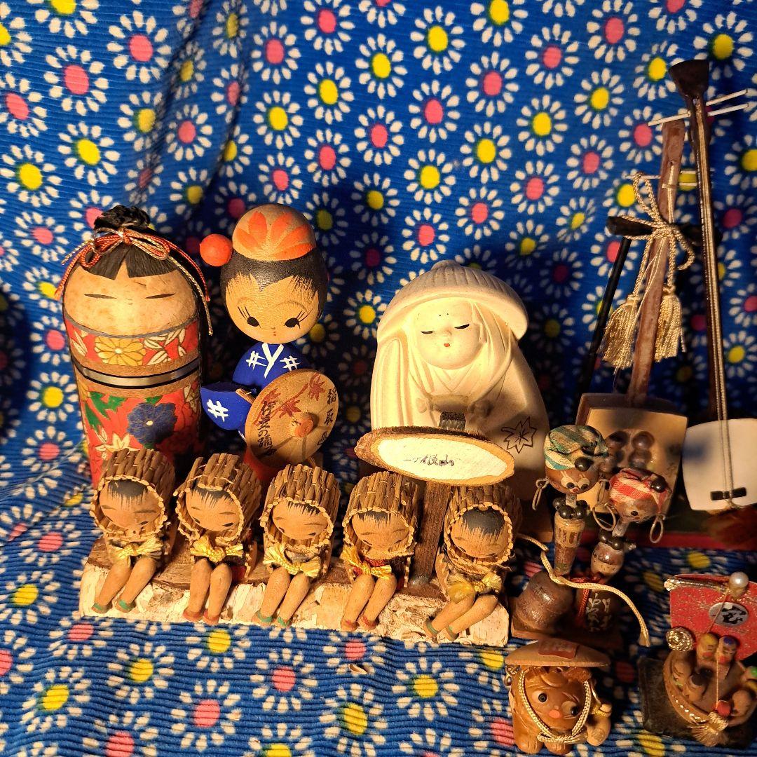 レトロ人形 木製人形セット 陶器 昭和レトロ