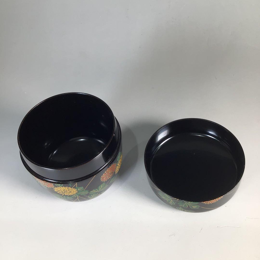 Ｐ２８　N74 　2点‼️棗　『祇雲作』『黒漆塗』『菊蒔絵』　共箱　茶道具