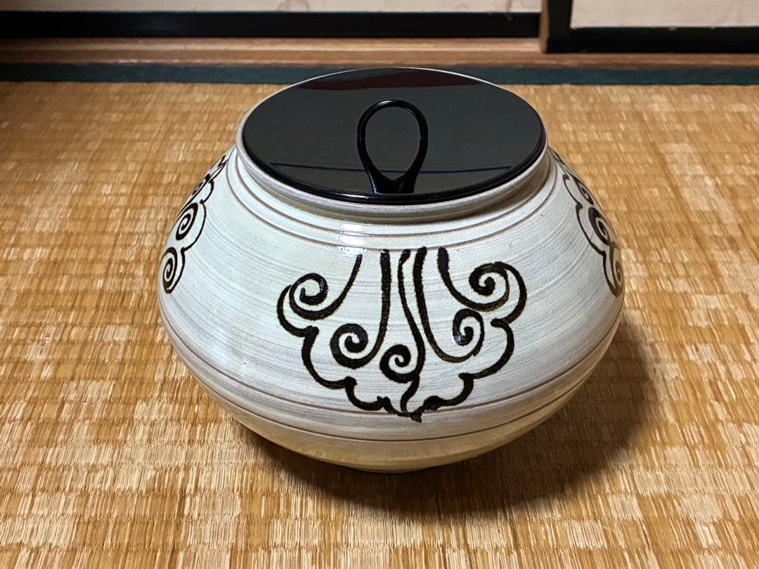 茶道具 廣州窯 鉄絵 刷毛目 水指 共箱 時代物 【趙 小守】 韓国 高麗