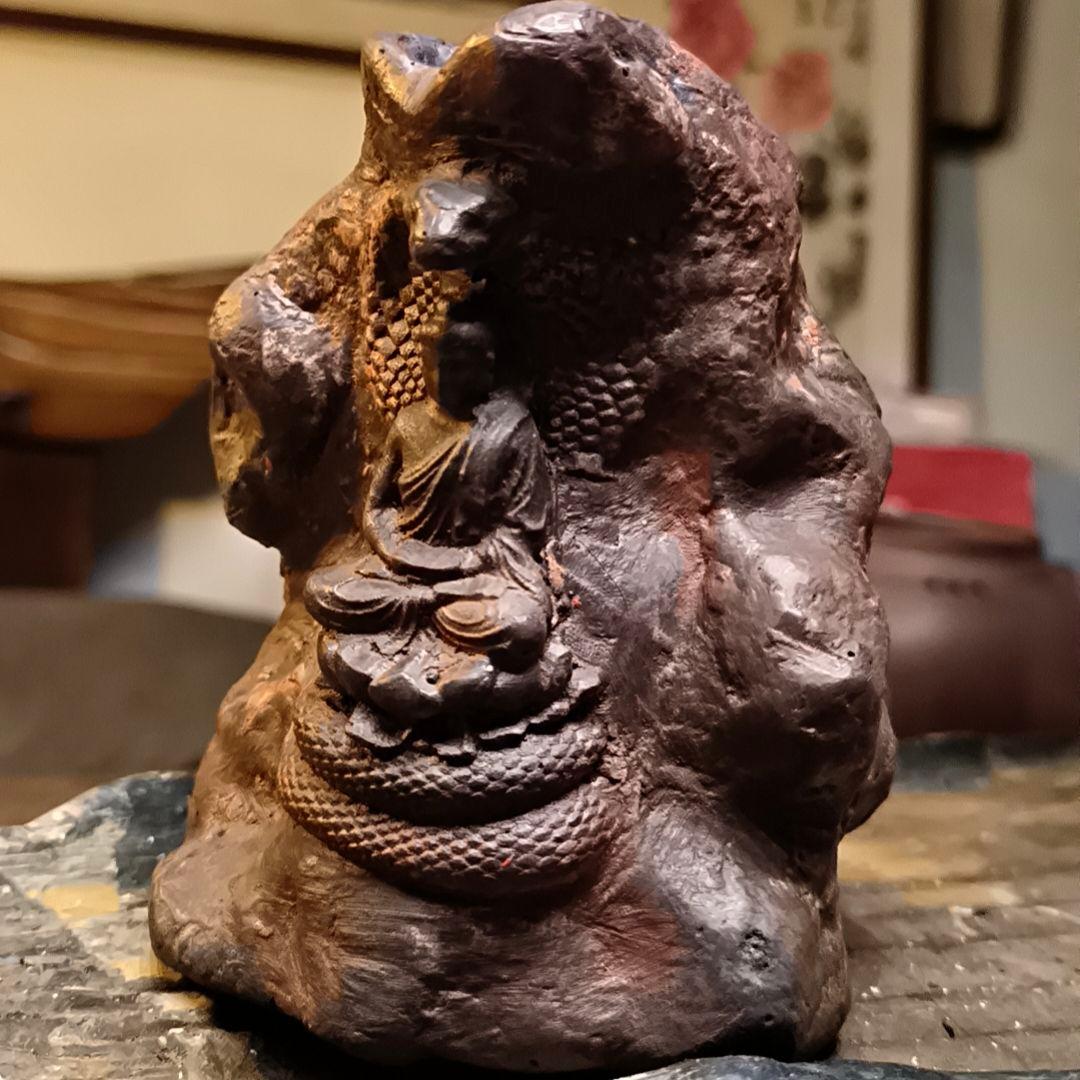 石像 石仏 釈迦牟尼仏 蛇仏 吉祥守護 鎮宅 禅意 置物 文房 茶道 礼仏工芸品