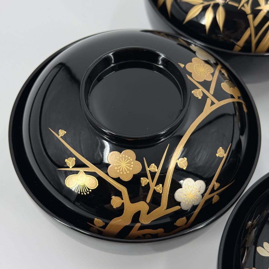 象彦 五清 吸物椀 五客セット 漆器 蒔絵 金彩 木製 高級 松竹梅蘭菊