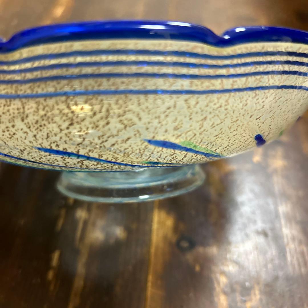 ガラス作家　作家物　銀箔　金箔　脚付ガラス　工芸品　美術品　上野良樹　岩田久利