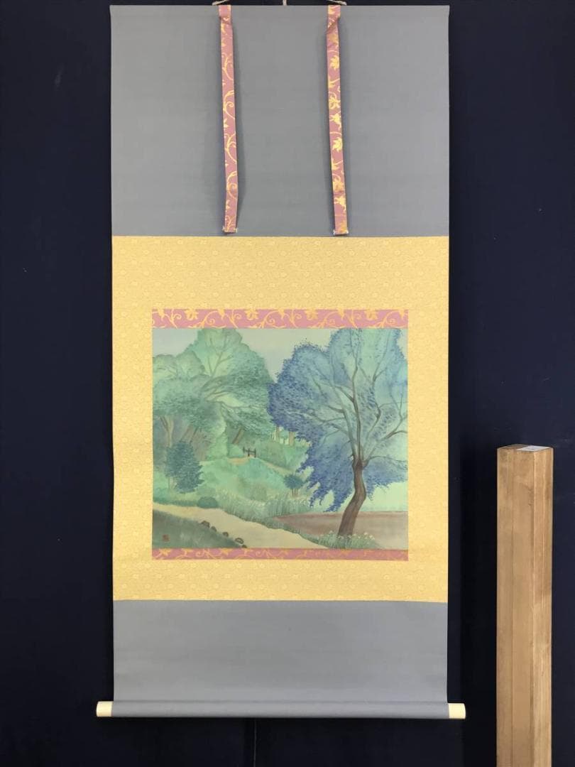 作者不詳/春風景図/山水図/横物/燕子花/アヤメ図/掛軸/名家伝来/AD-655