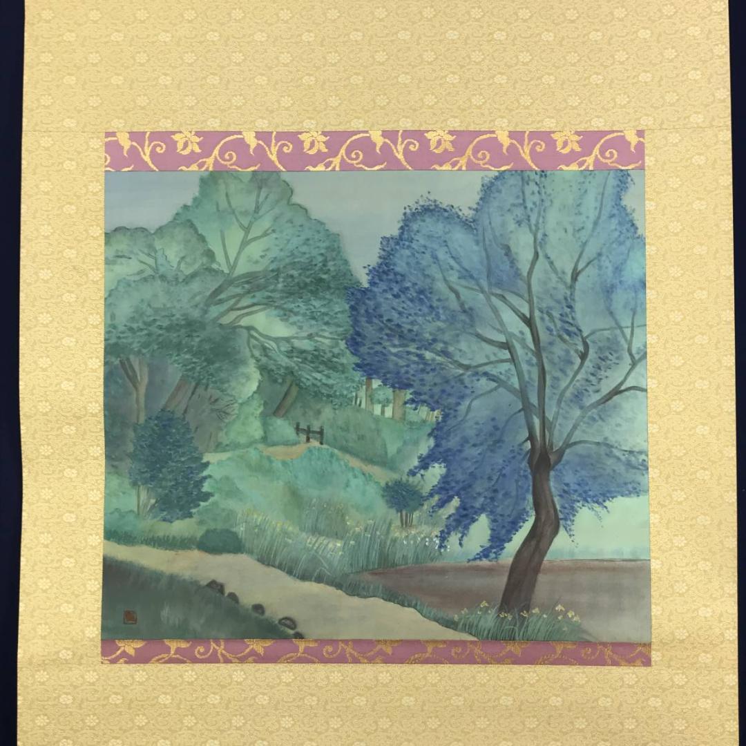 作者不詳/春風景図/山水図/横物/燕子花/アヤメ図/掛軸/名家伝来/AD-655