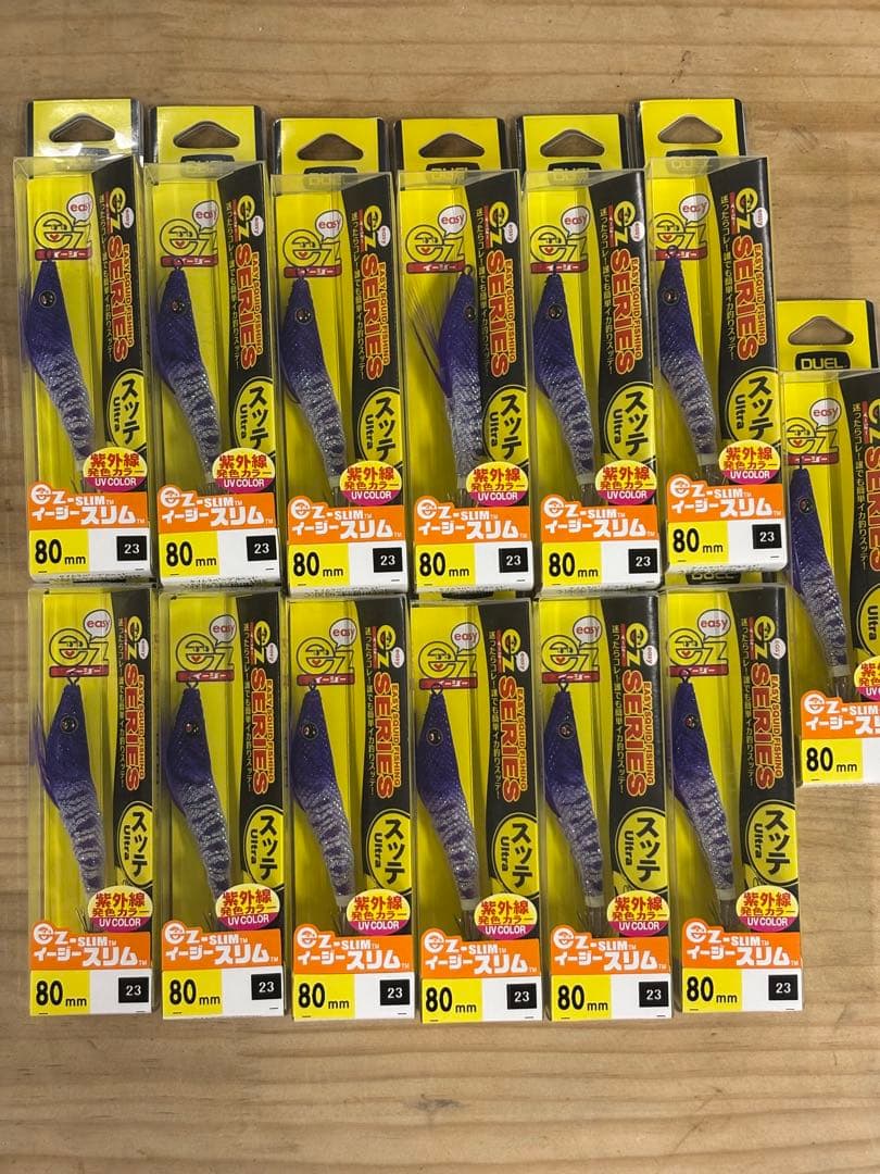 原価　爆釣　DUELezスリム80mm ケイムラパープルヘッド　13個セット