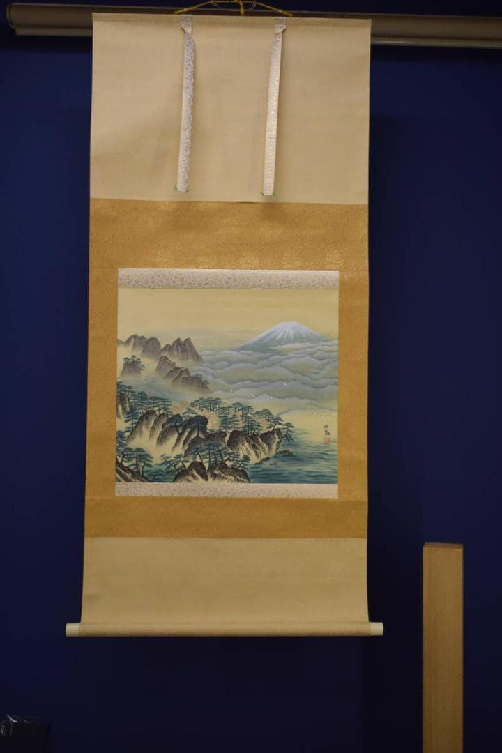 複製/横山大観/富士山水図/工芸/布袋屋掛軸HI-838