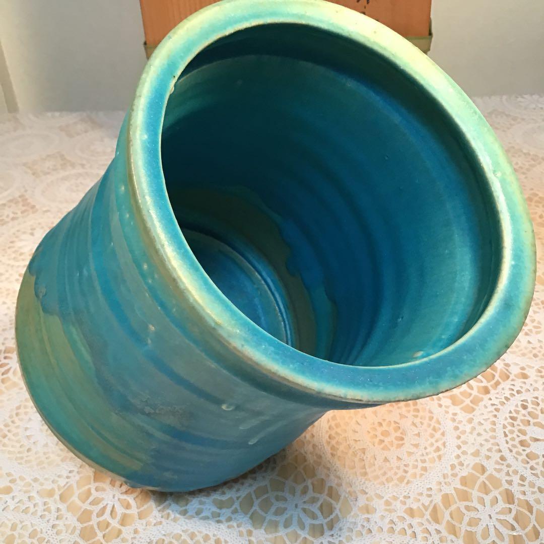 茶道具 水指 宝徳末六華窯 共箱 口径155ミリ 高さ約225ミリ Ｎ400a