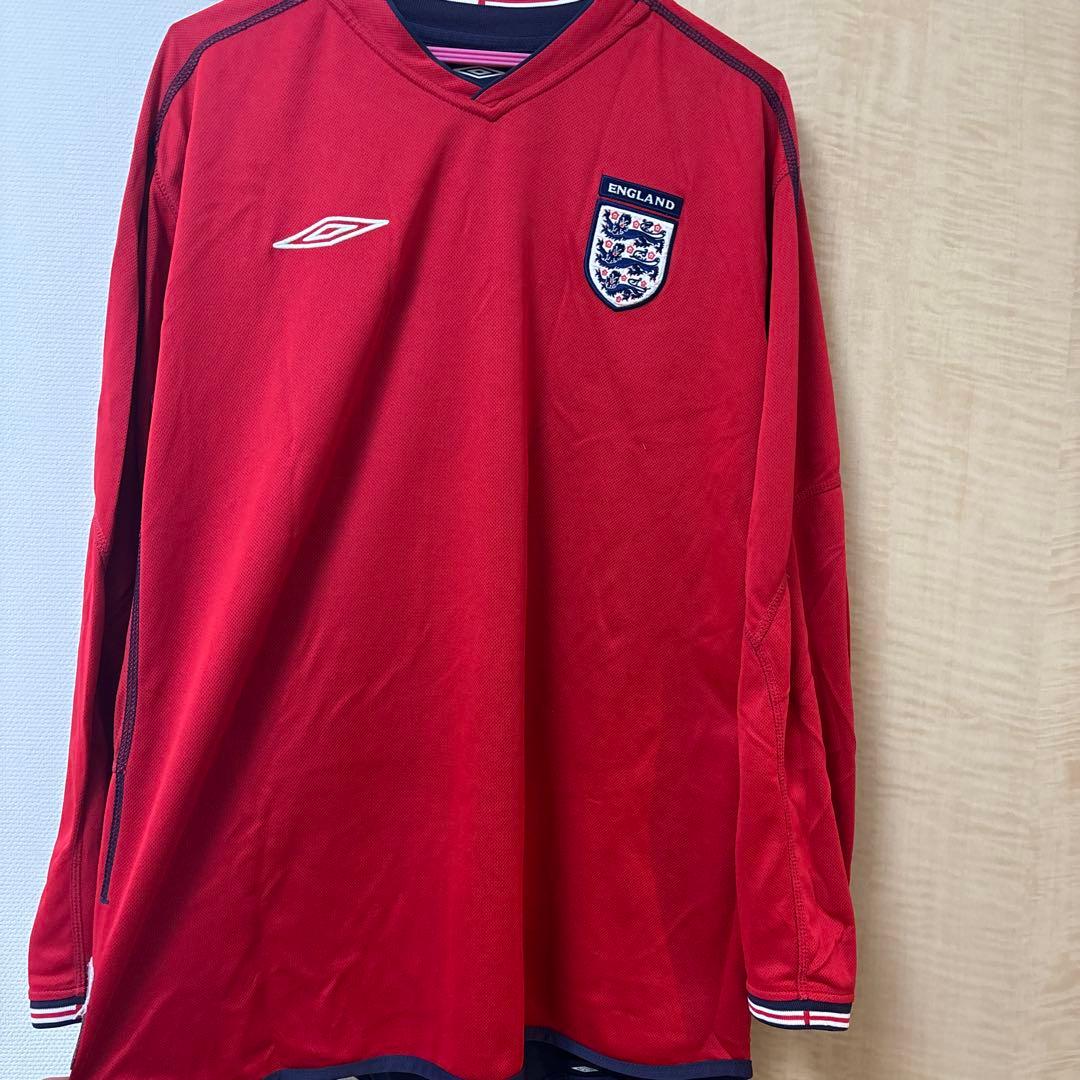 【珍品】イングランド代表 UNBRO ネイビー/レッド 長袖シャツ 10