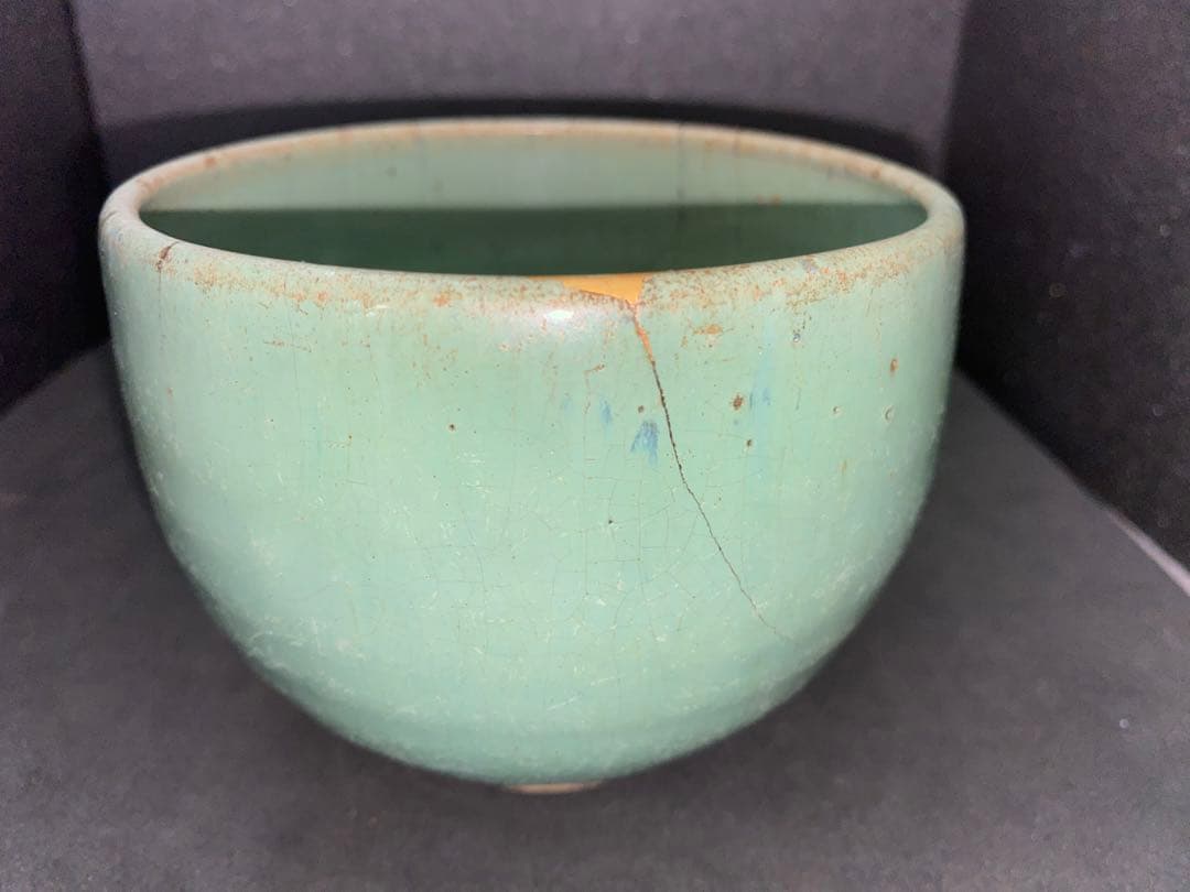 布志名 緑釉ぼてぼて茶碗　桶茶　出雲丸碗　ぼてぼて碗　呉須手茶碗　呉洲茶碗　呉洲