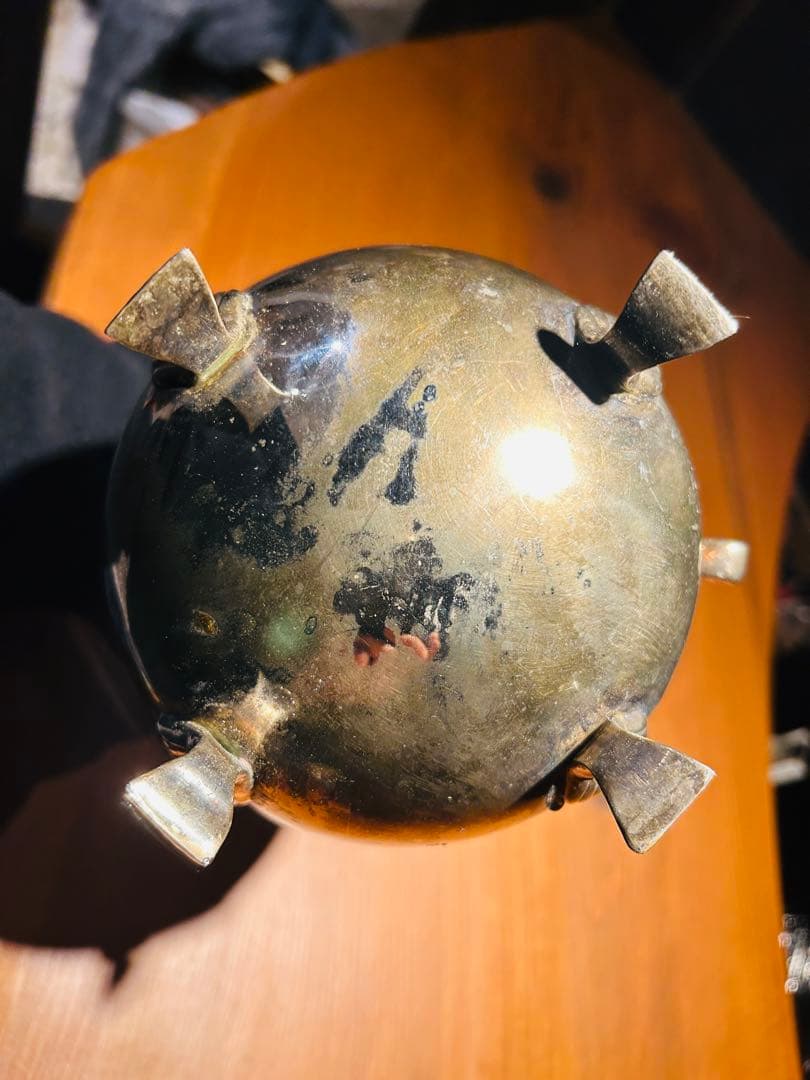 USAアンティーク】 猫脚　金属製ポット　シルバー色