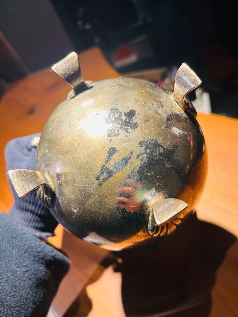 USAアンティーク】 猫脚　金属製ポット　シルバー色